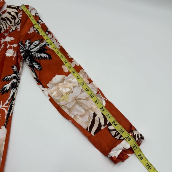 NWT Las Sureñas Women’s Long Orange Floral Tiger Print Dress Medium 100% Silk - Picture 9 of 14
